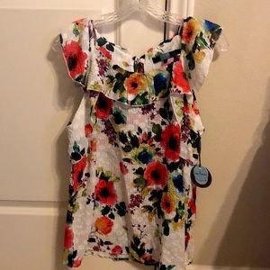 Eva Franco Greata Ruffle Top in Vienna Bloom